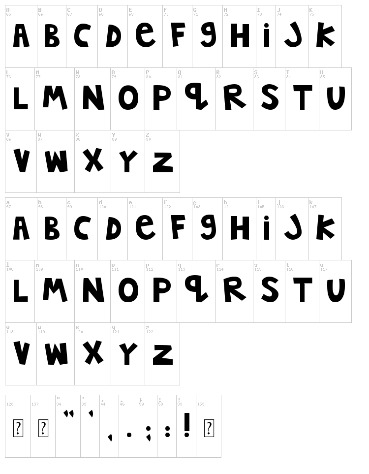 MTF Jumpin' Jack font map